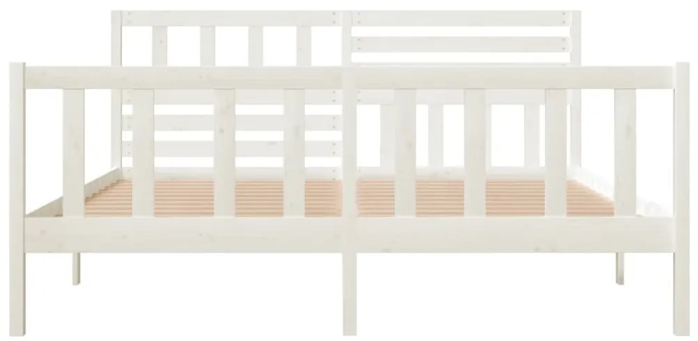 Estrutura de cama 140x190 cm madeira maciça branco