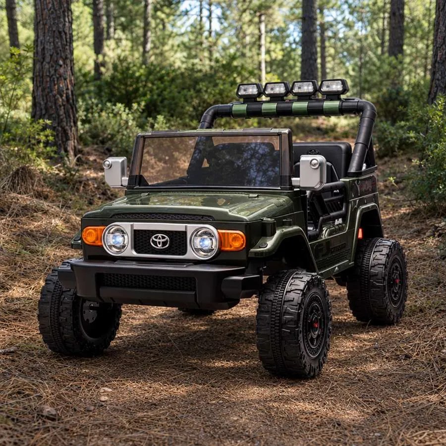 Carro elétrico para crianças Toyota FJ Cruiser XXL 24V 4x4, licença oficial (dois lugares), bateria de lítio portátil, chassis alto, suspensão traseir