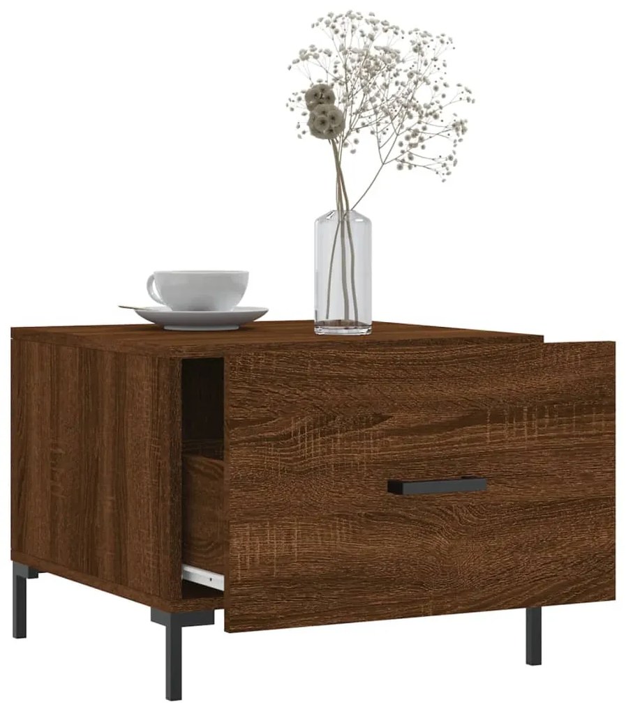 Mesa centro 2 pcs 50x50x40 cm madeira proc. carvalho castanho