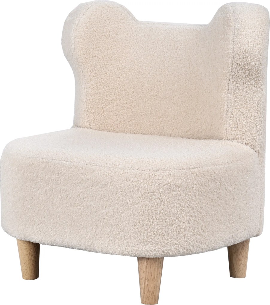 Poltrona infantil com encosto em forma de urso, tecido polar teddy, 47 x 43 x 53 cm, bege