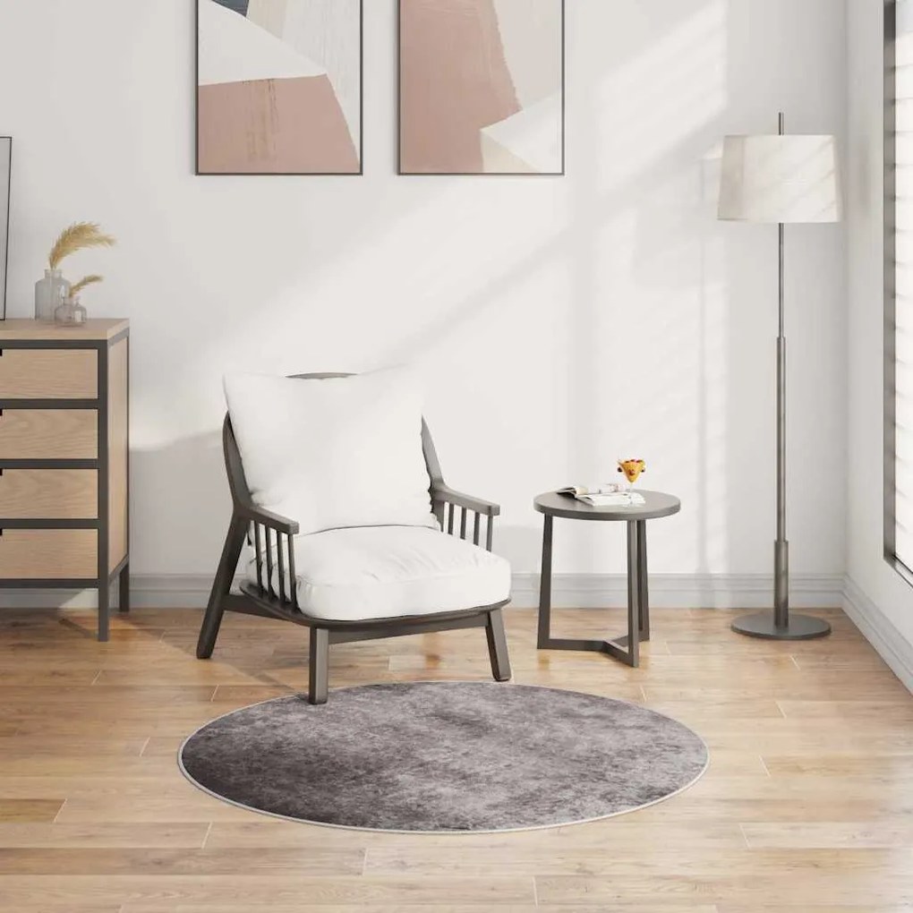 vidaXL Tapete lavável antiderrapante φ120 cm cinzento