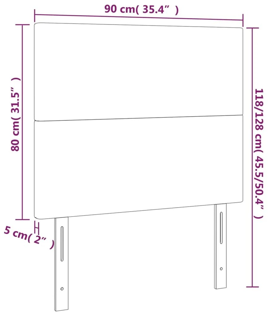 Cabeceira de cama 2 pcs tecido 90x5x78/88 cm cinzento-escuro