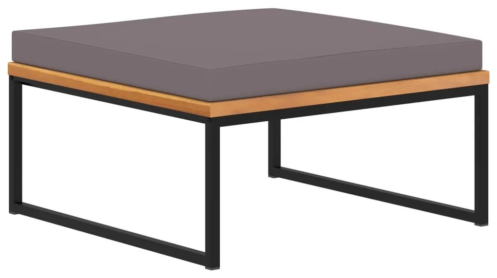 vidaXL Apoio de pés c/ almofadão acácia maciça 66x66x36cm cinzento