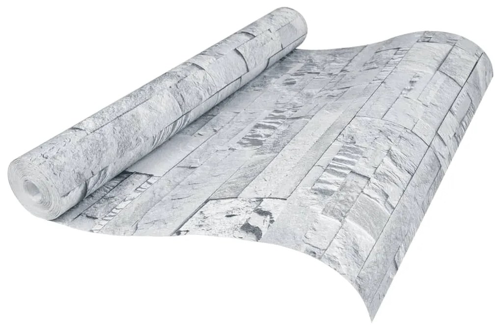 Papel parede 3D c/ aspeto de pedra não-tecido cinzento-claro