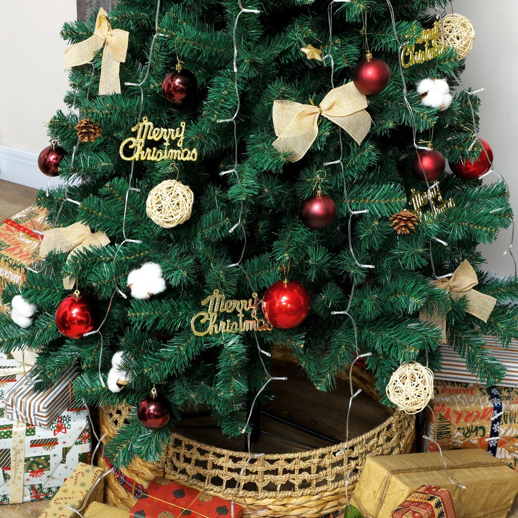 Árvore de Natal de 180 cm com Decorações 200 Luzes LED Branco Quente 8 Modos de Iluminação e 650 Ramos Verde