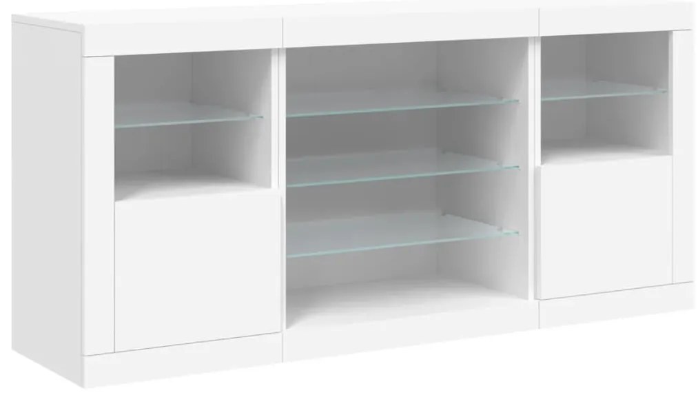 Aparador com luzes LED 142,5x37x67 cm branco
