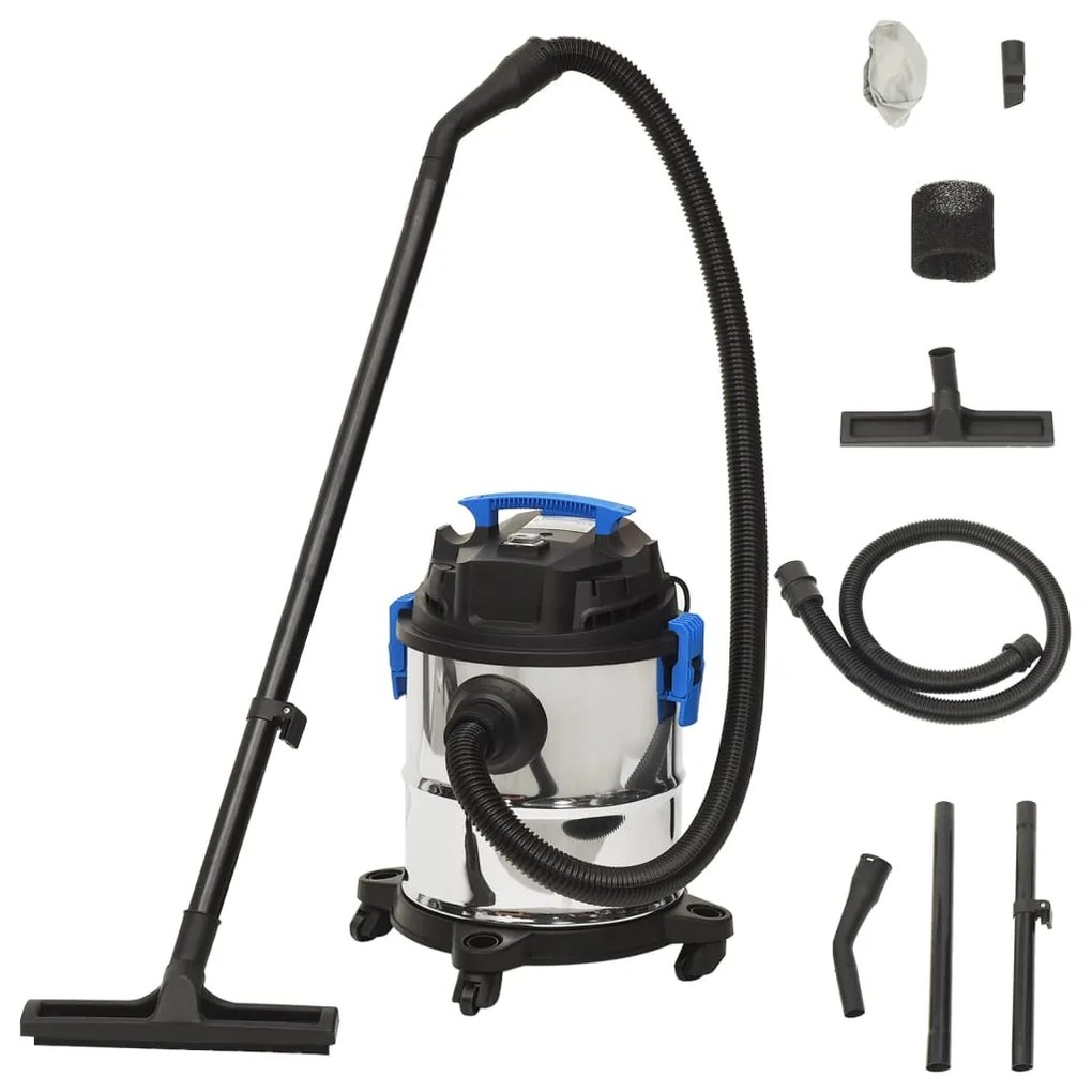 152915 vidaXL Aspirador húmido/seco 1200 W 20 L prateado