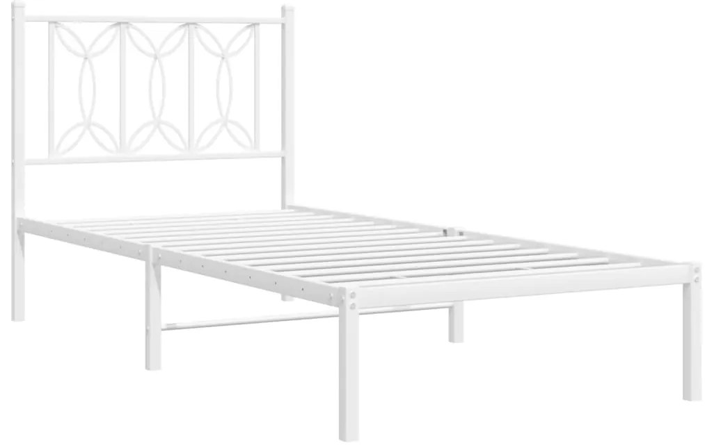 Estrutura de cama com cabeceira 90x190 cm metal branco
