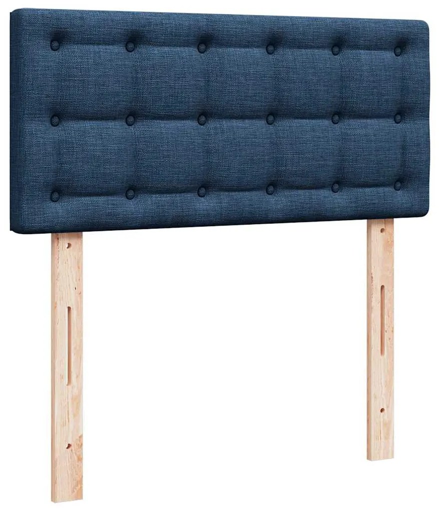 Cama Otomana com Colchão & LEDs Tecido Azul 90x200 cm