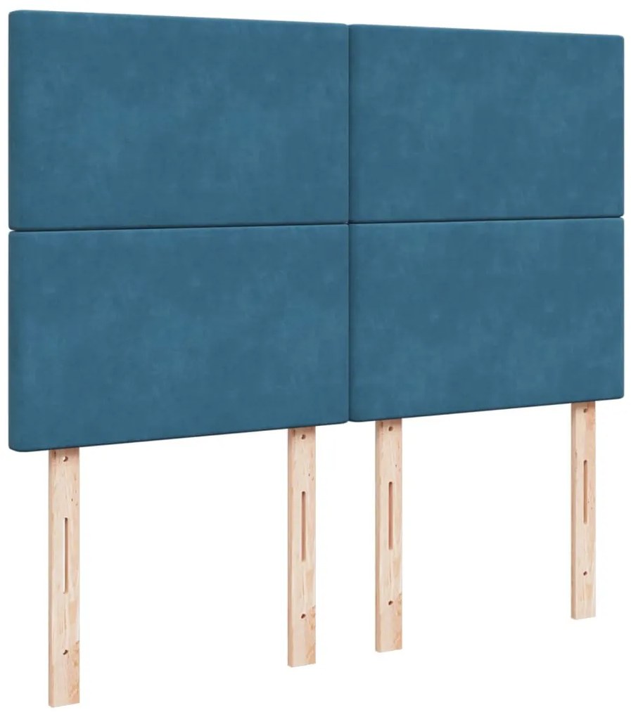 Cama com molas/colchão 160x200 cm veludo azul