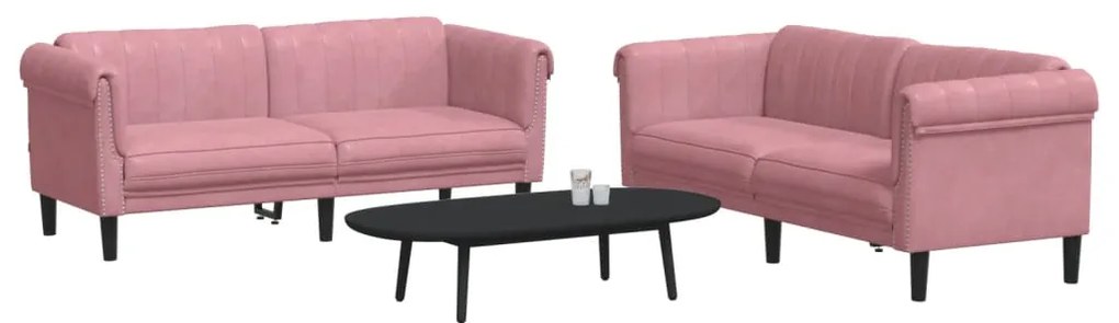 2 pcs conjunto de sofás veludo rosa