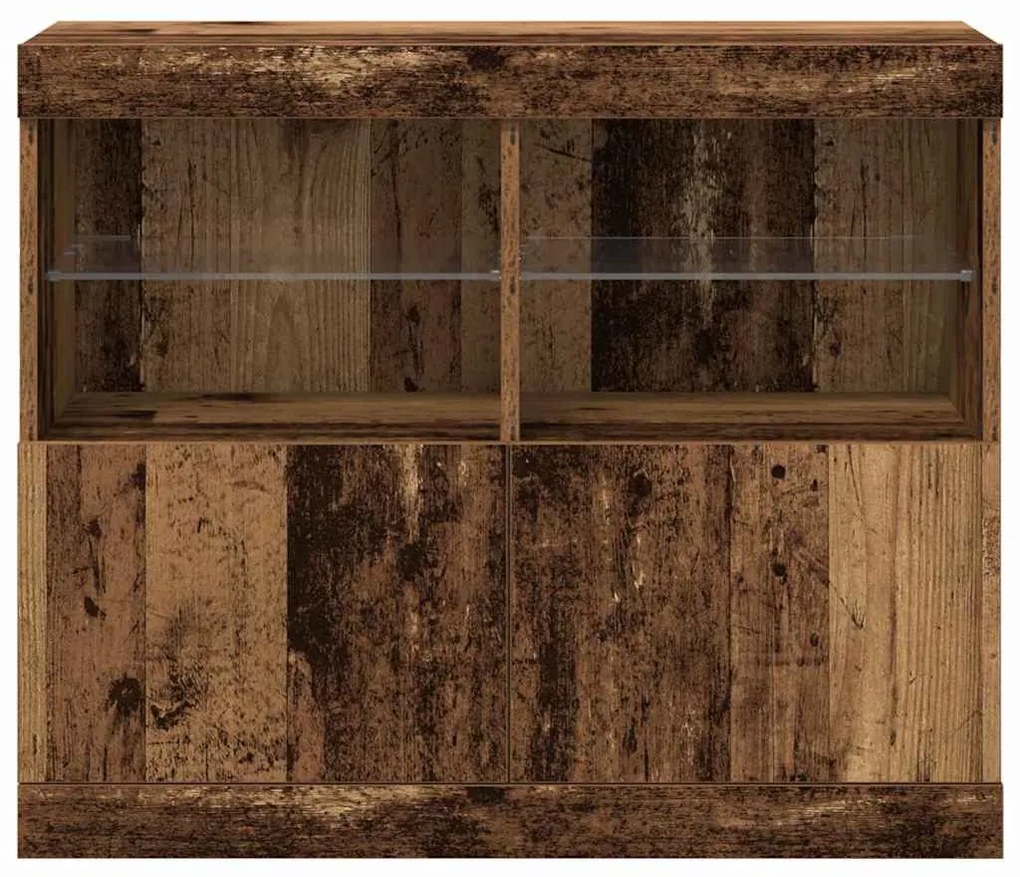 Aparador com Luzes LED Madeira Velha 81x37x67 cm
