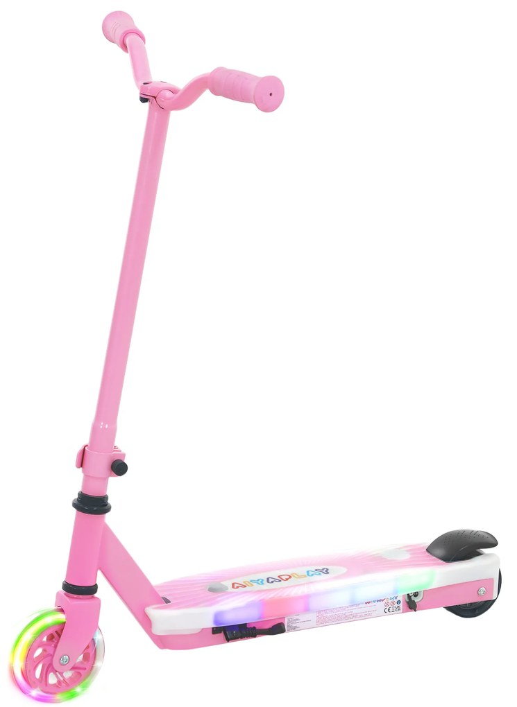 Trotinete Elétrica para Crianças Máx. 6 km/h Motor 80 W Autonomia Máxima 8 km com Luzes LED Travão Traseiro Rosa