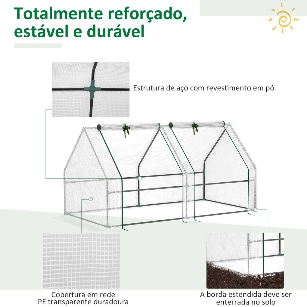 Estufa de Jardim Varanda 180x90x90 cm Tipo Casa Tubo de Aço com 2 Aces