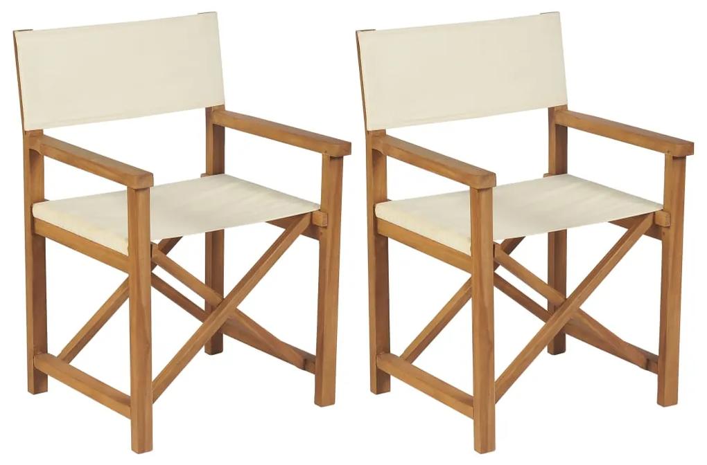3057528 vidaXL Cadeiras de realizador dobráveis 2 pcs madeira de teca maciça