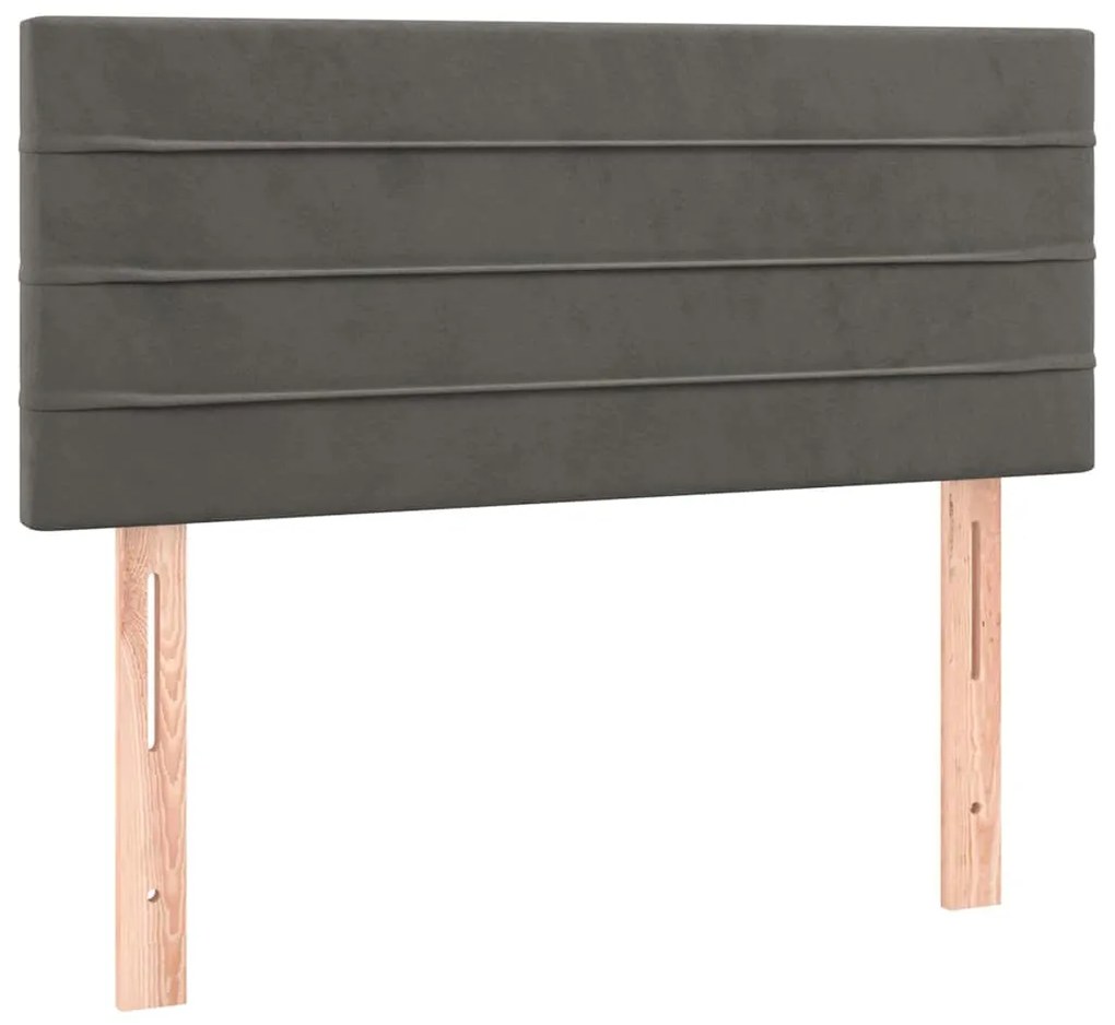 Cama box spring colchão LED 120x190cm couro artif. cinza-escuro