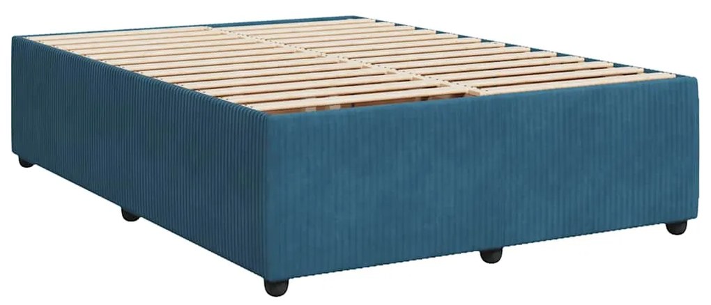Cama boxspring com colchão 140x190 cm veludo azul