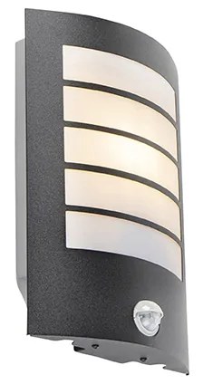 Candeeiro de parede exterior preto IP44 com sensor de movimento - Miro