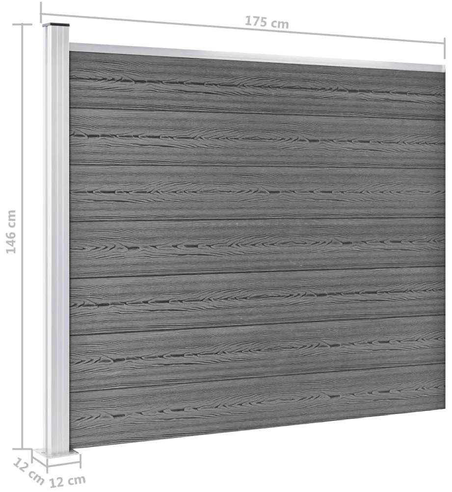 Conjunto painel de cerca 526x146 cm WPC cinzento