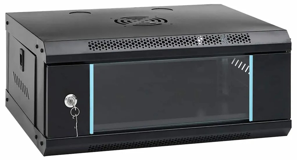 vidaXL Armário de Rede com armazenamento Preto 53 x 35 x 21 cm Aço