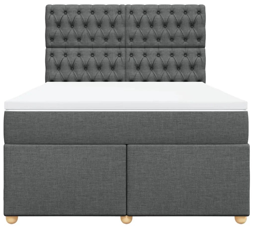 Cama com molas/colchão 160x200 cm tecido cinzento-escuro