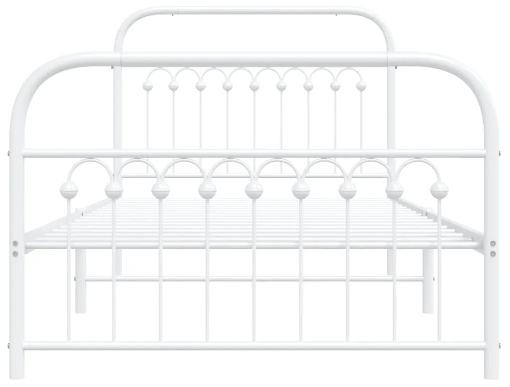 Estrutura de cama com cabeceira e pés 100x200 cm metal branco