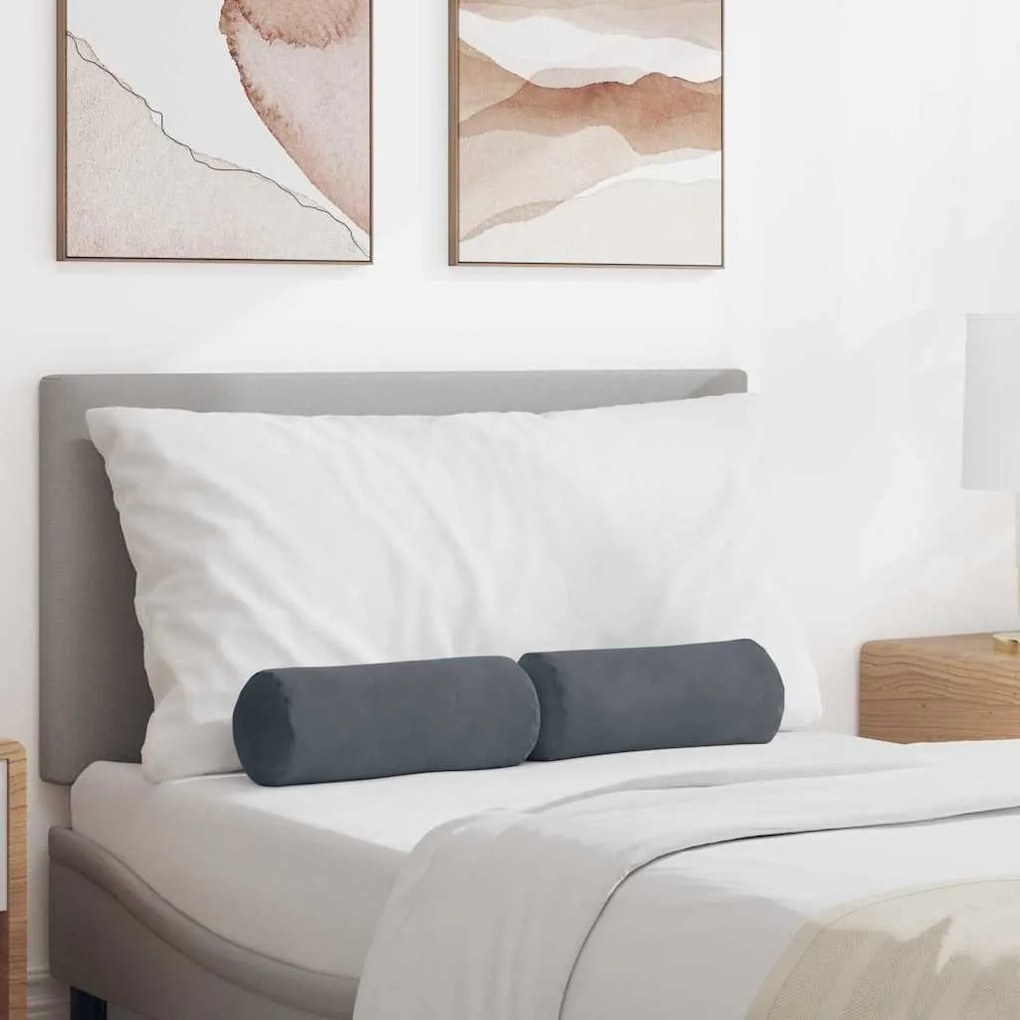 vidaXL Almofadas de Apoio 2 pcs Cinza Escuro Ø 15 x 40 cm