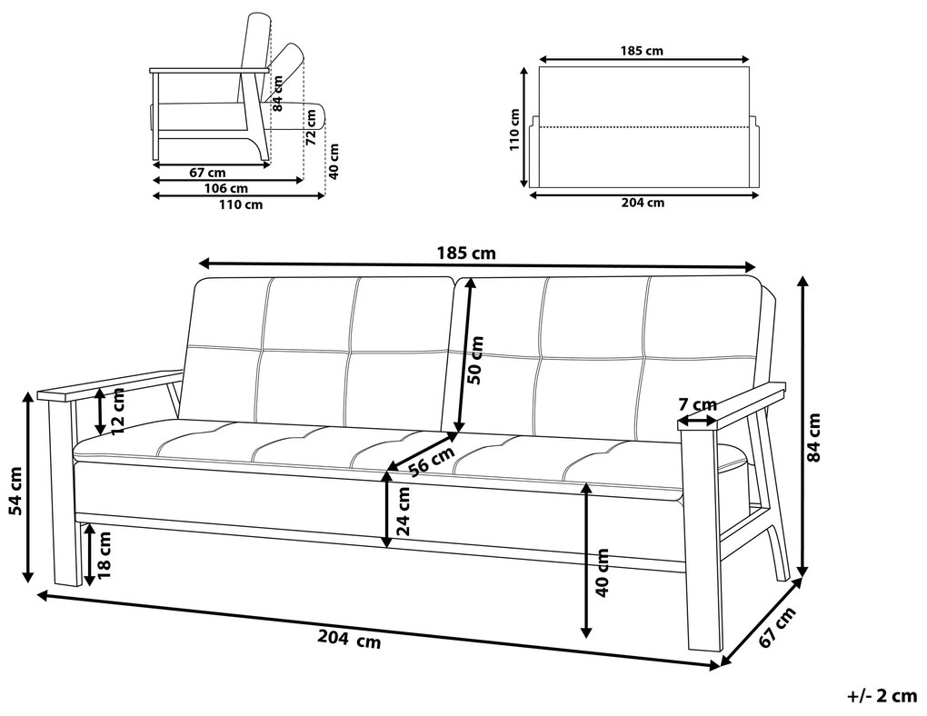 Sofá-cama estofado em tecido cinzento claro TJORN Beliani