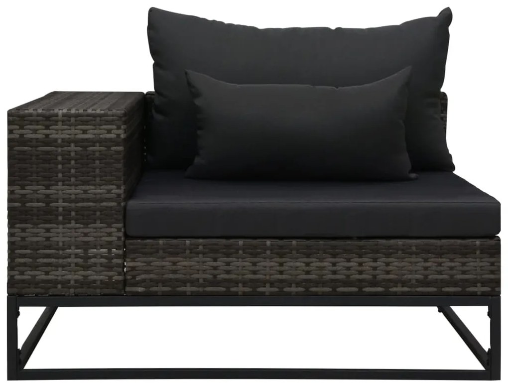 5 pcs conjunto sofás de jardim c/ almofadões vime PE cinzento