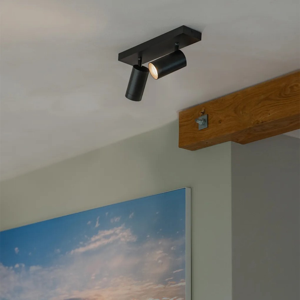 Foco de teto moderno preto ajustável 2 luzes - Jeana Luxe