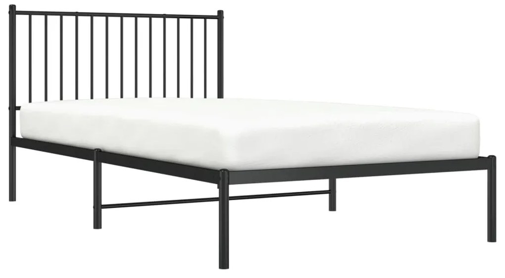 Estrutura de cama com cabeceira 107x203 cm metal preto