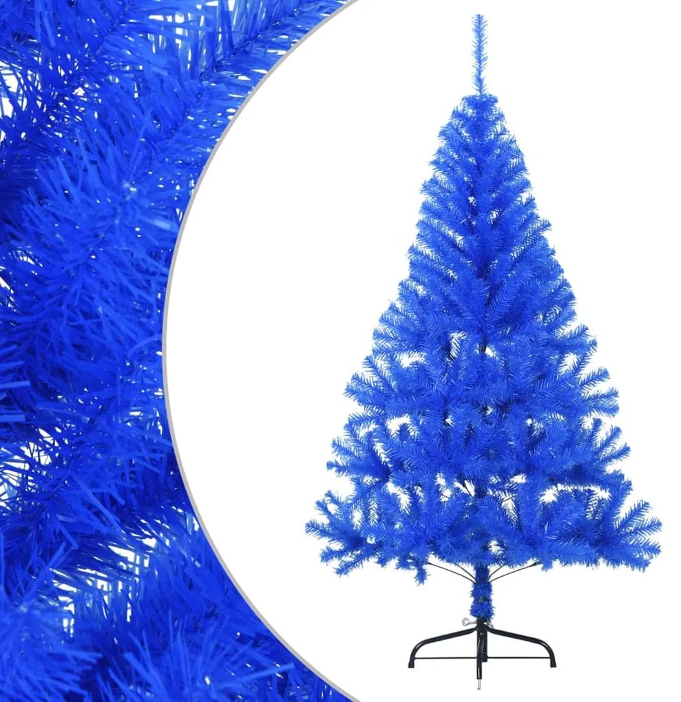 Meia árvore de Natal artificial com suporte 150 cm PVC azul