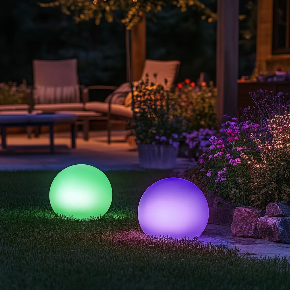 Candeeiro de exterior branco 30 cm com LED IP44 solar RGBW - Ludger