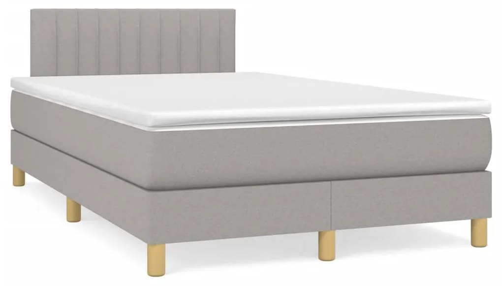 vidaXL Cama box spring c/ colchão e LED 120x190 cm tecido cinza-claro