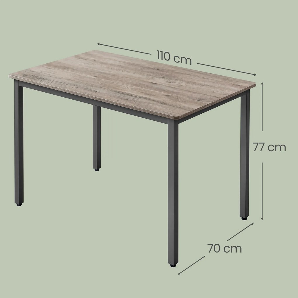 Mesa de jantar 70 x 110 x 77 cm (CADEIRAS NÃO INCLUIDAS) cinza mesclado-preto