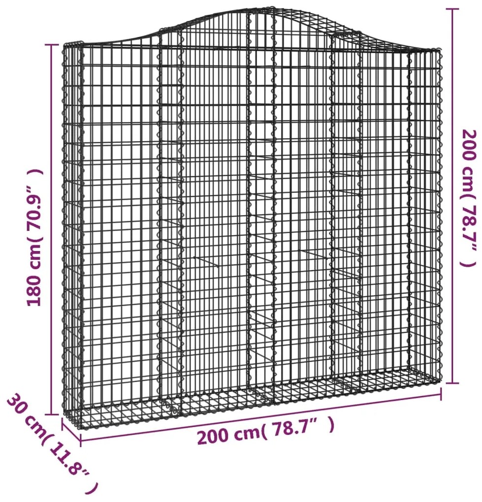 Cestos gabião arqueados 4pcs 200x30x180/200cm ferro galvanizado