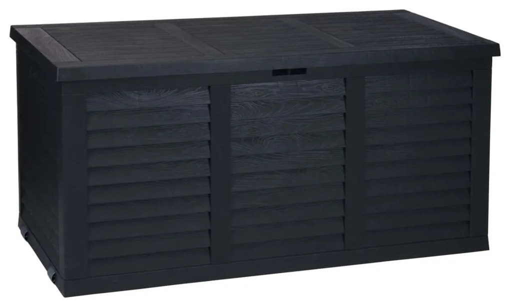 Caixa de arrumação p/ jardim c/ rodas 300 L cinzento-escuro