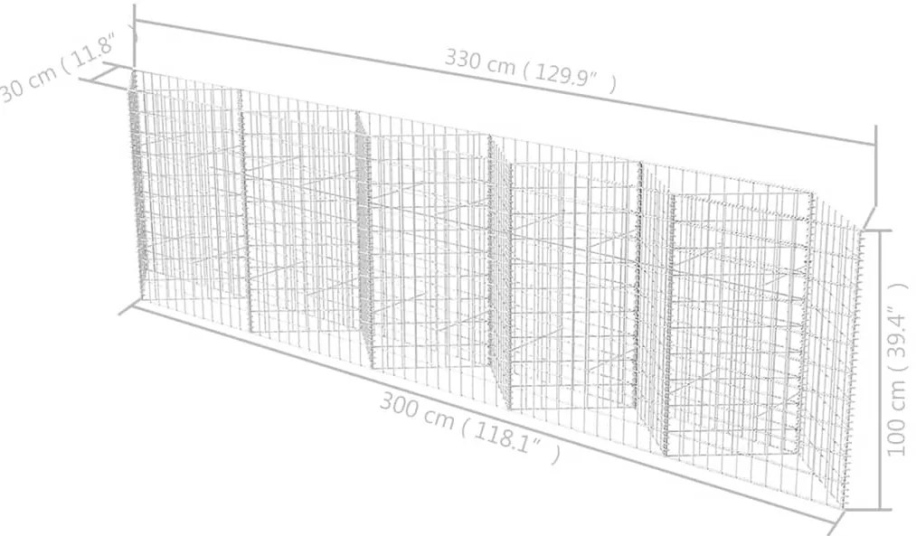 Cesto gabião aço galvanizado 300x30x100 cm