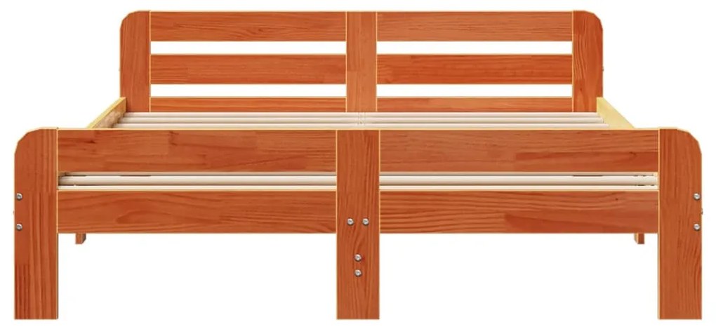 Cama sem colchão 160x200 cm madeira pinho maciço castanho-mel