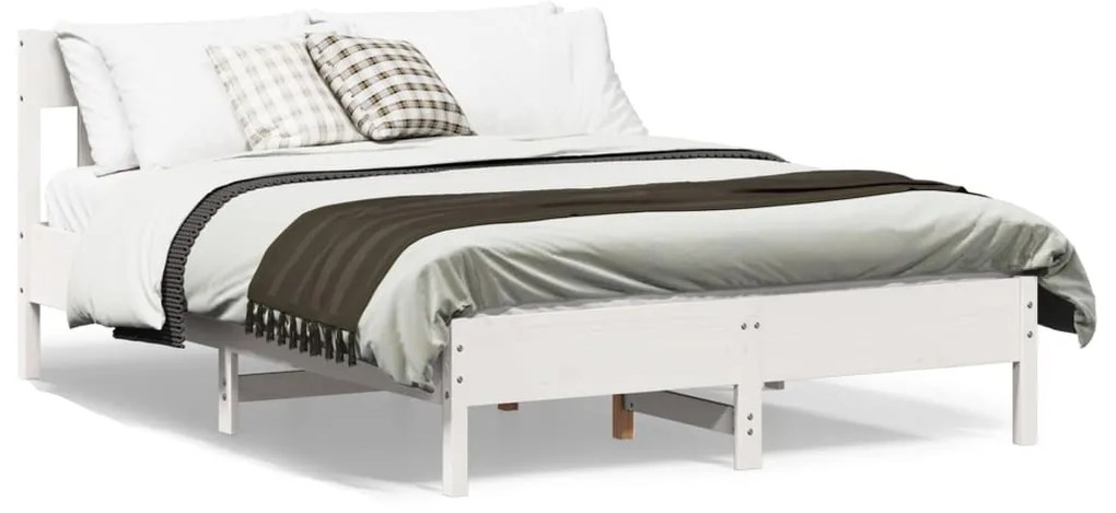Cama sem colchão 120x190 cm madeira de pinho maciça branco