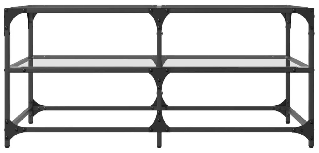 Mesa de centro c/ topo em vidro transparente 98,5x50x45 cm aço