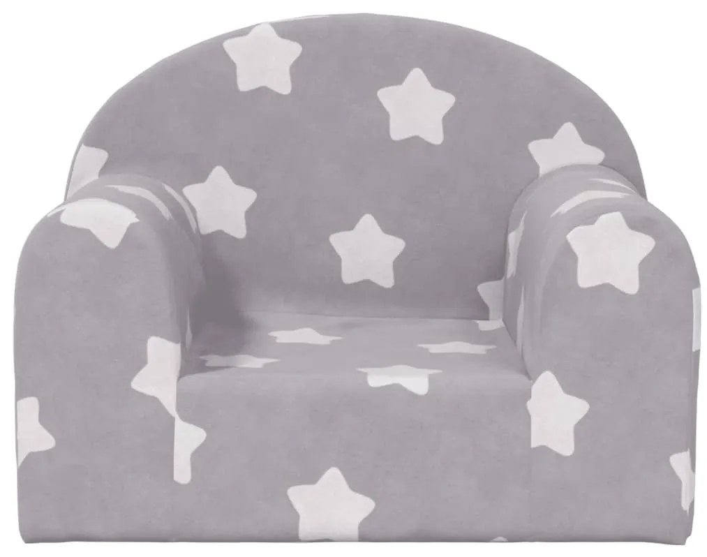 Sofá infantil c/ estrelas pelúcia macia cinzento-claro
