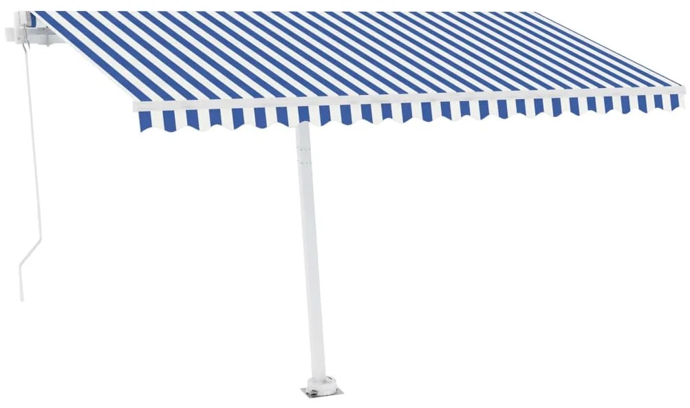 Toldo retrátil manual independente 450x300 cm azul e branco