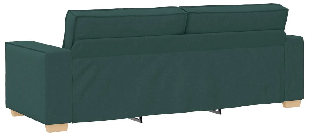 Conjunto de Sofá de 3 Peças com Almofadas em Tecido Verde Escuro
