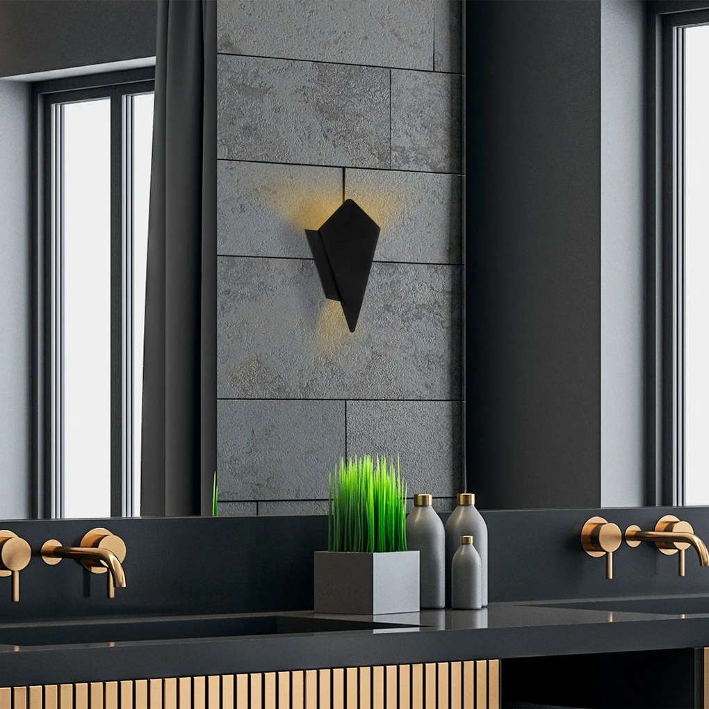 Aplique de Parede Cut – Preto – 13 x 6 x 24 cm