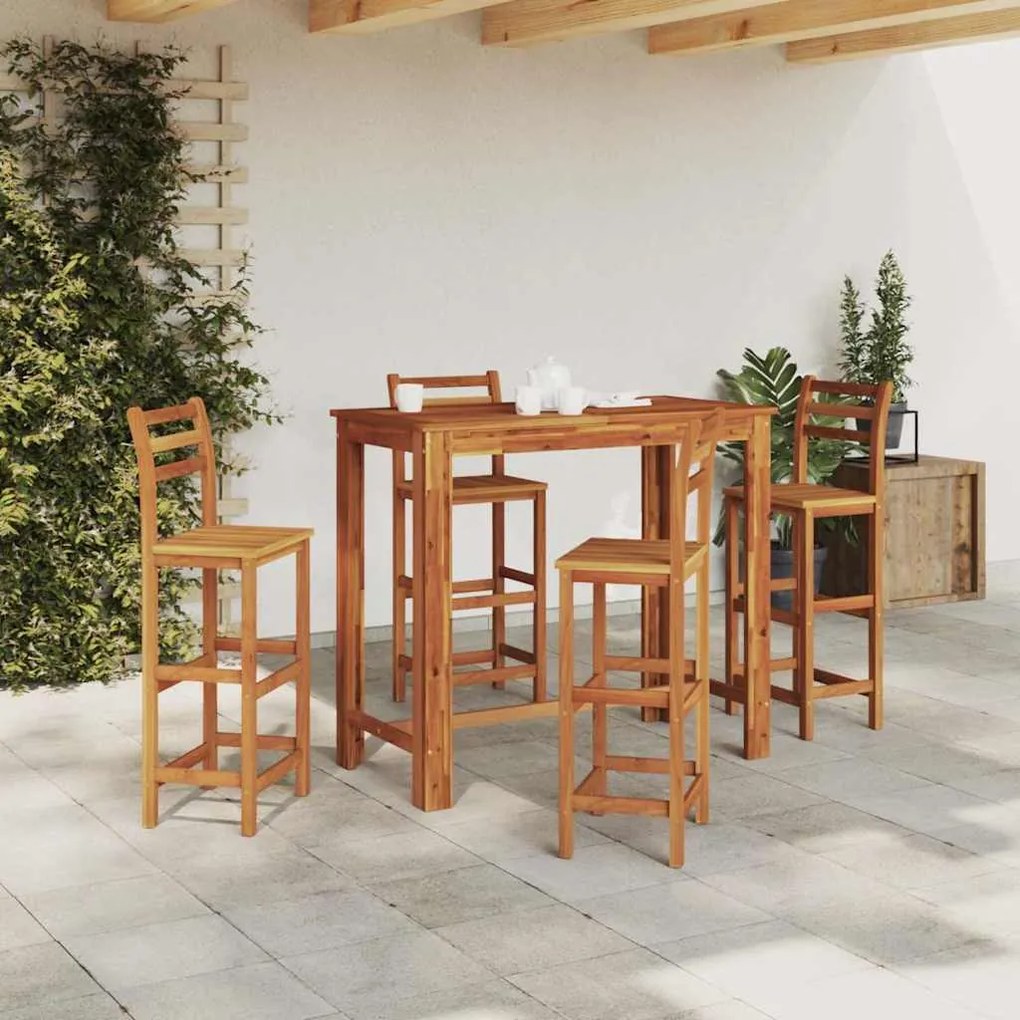 vidaXL Mesa de bar em madeira de acácia maciça 120x60x105 cm