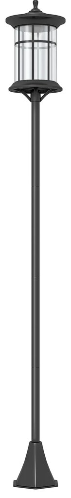 Outsunny Lampião Solar de Jardim Alto 184 cm com Luz LED Branco Frio e Ip44 Preto | Aosom Portugal