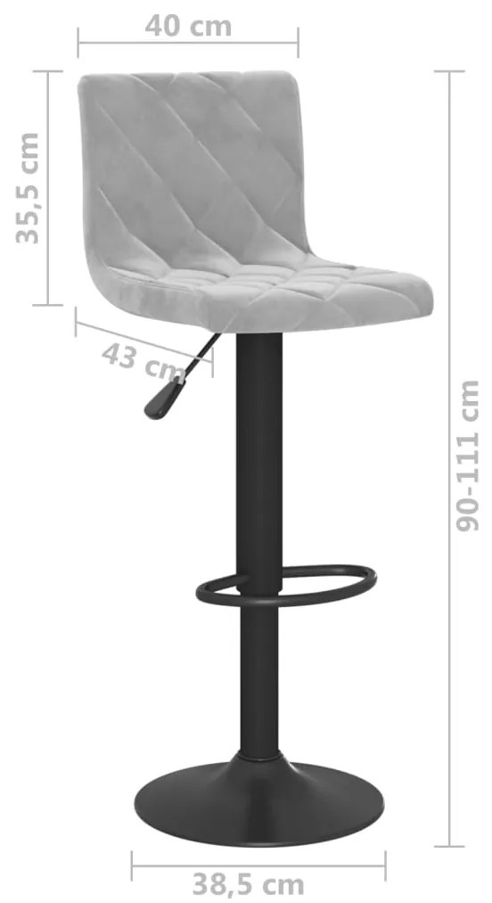 Bancos de bar 2 pcs veludo cinzento-claro