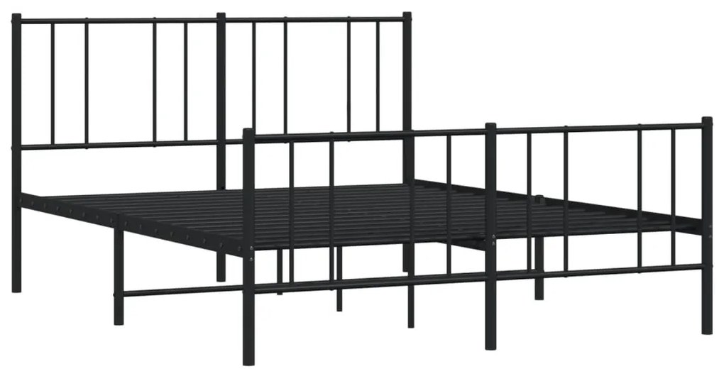 Estrutura de cama com cabeceira e pés 140x200 cm metal preto