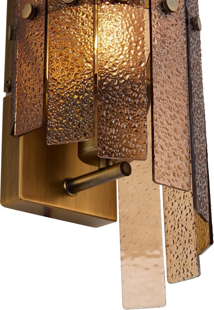 Candeeiro de Parede de Design Bronze Escuro com Vidro Âmbar - Versailles